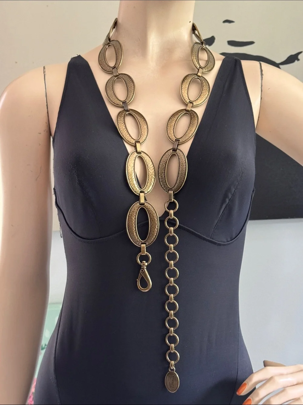 Fossil Hammered Chain Link Belt. Large